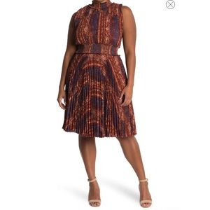 NANETTE NANETTE LEPORE Snake Print Sleeveless Pleated Dress Brown Size 6 NWT